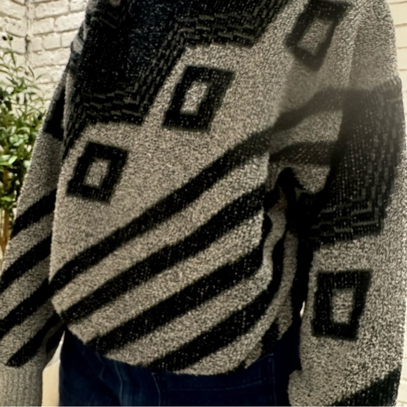VINTAGE 80s/90s Nino Foriero geometric grey sweater - S - Picture 4 of 10